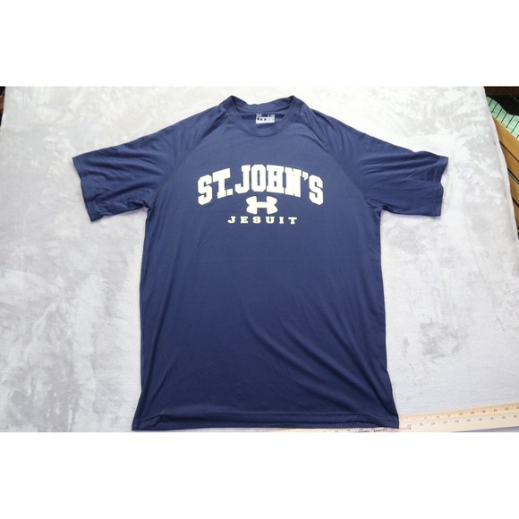 Under Armour Men's St Johns Jesuit Titans HeatGear T-Shirt Navy Blue L Loose Fit - Picture 2 of 7